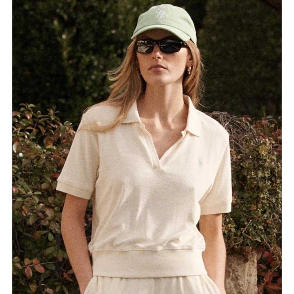 Sporty & Rich Yellow Terry Polo Short Sleeve Shirt (L)